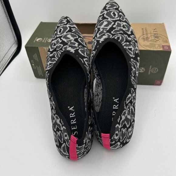 SERRA Womens Flats 10 Animal Print Black Gray Pink Pointed Toe Ballet Shoes - Picture 3 of 4